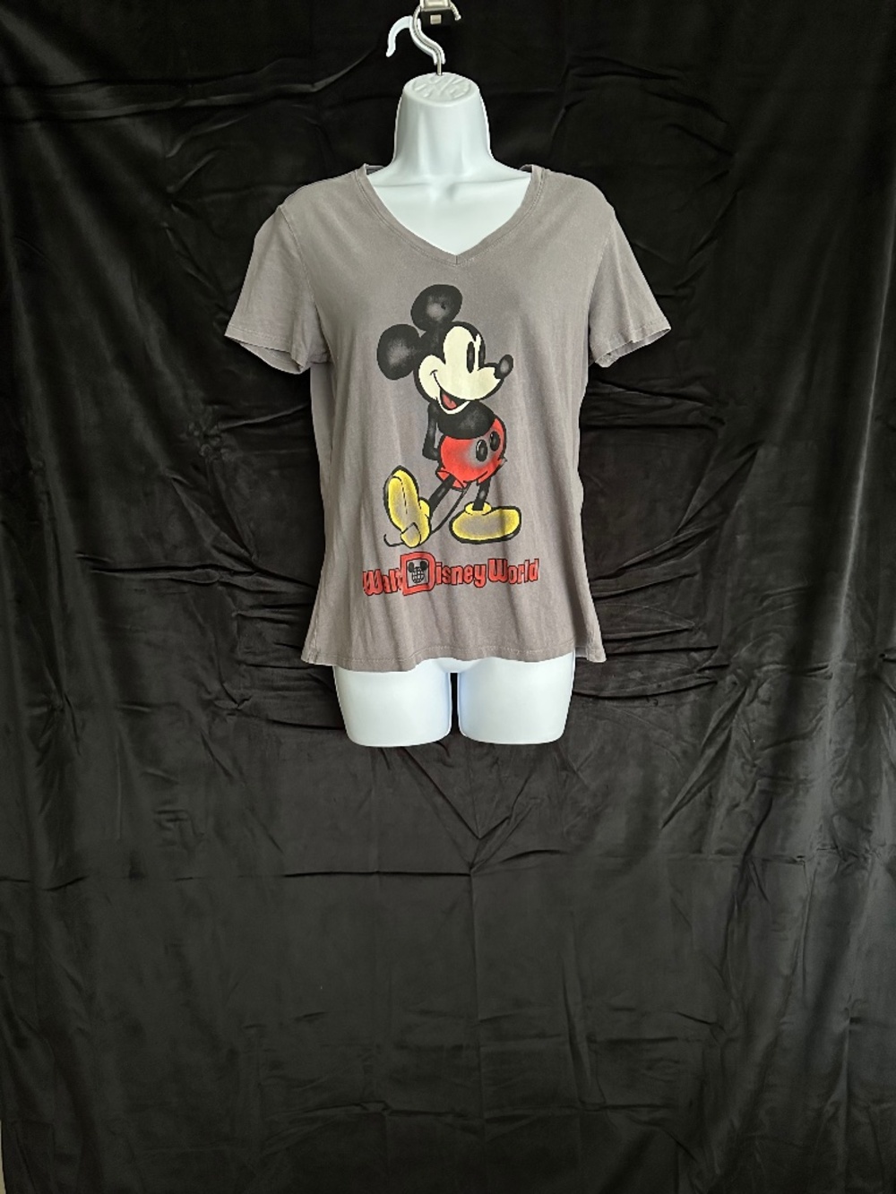Disney, gray T-shirt with Mickey Mouse, cotton, size M